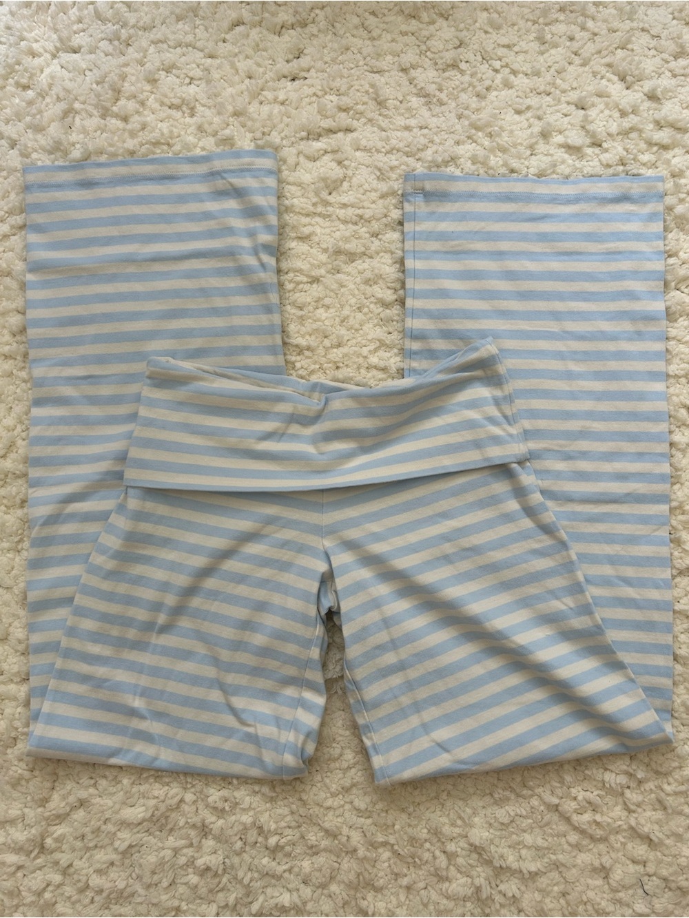 wild fable Light Blue & White Striped Fold-Over Waist Pants